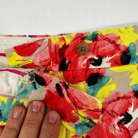 J Crew Yellow & Pink Floral Stretch Chino Shorts Womens Size 6 Bright Peony - Picture 6 of 12
